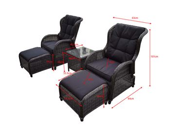 Mijas Lux Hvilestole m skammel + bord i mixed sort polyrattan